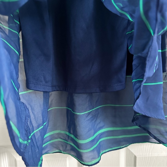 Junior’s Striped Dress with Belt - Navy/Green - Medium - Picture 6 of 7